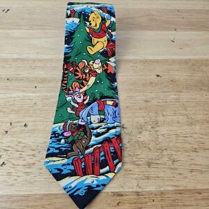 Disney Winnie the Pooh Tigger Tie Mens Neck Tie Blue‎ Silk Colorful Christmas